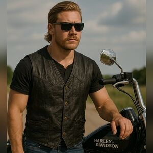 Vintage Canyon Creek Leather Vest Size XXL Lace Up Sides Motorcycle EUC